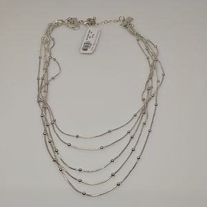 Simple multi chain necklace, silver color